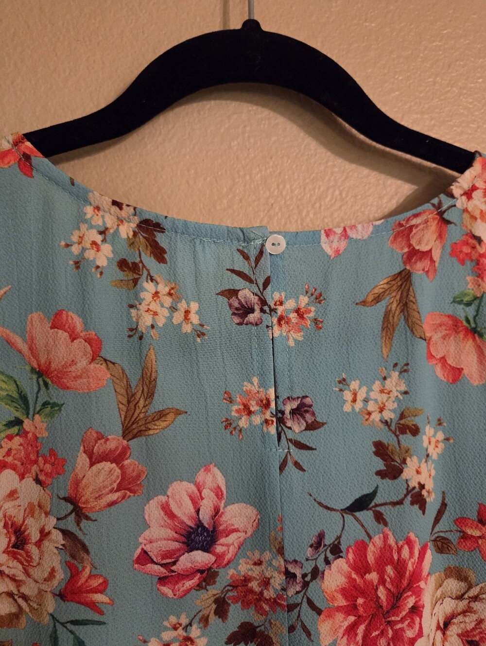 UMGEE Teal Blue Floral Multicolor Print Balloon Sleeve Scoop Neck Tunic Dress M - Picture 6 of 13